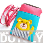 Adorable Teddy Bear Small Cross Body Shoulder Bag Purse in Blue and Pink | DOTOLY
