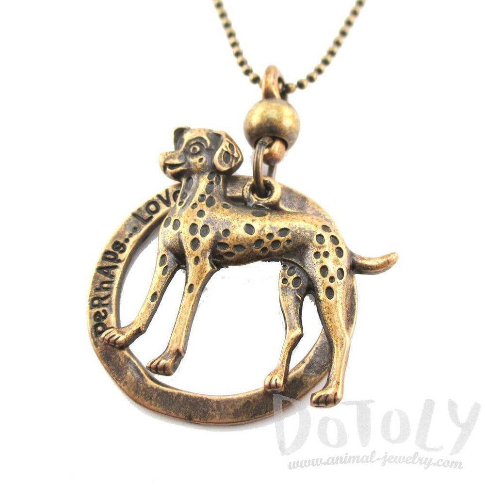 Cute Dalmatian Shaped Pendant Necklace in Brass