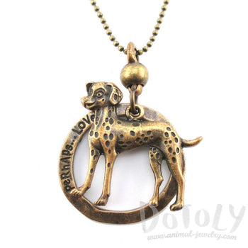 Cute Dalmatian Shaped Pendant Necklace in Brass