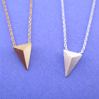 Tiny Minimal Geometric Isosceles Triangle Pendant Necklace