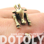 Large Giraffe Animal Wrap Around Ring in Brass - Sizes 4 to 9 Available | DOTOLY
