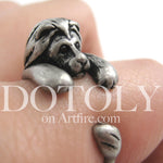 Realistic Lion Animal Wrap Around Ring in Silver - Sizes 4 to 9 Available | DOTOLY