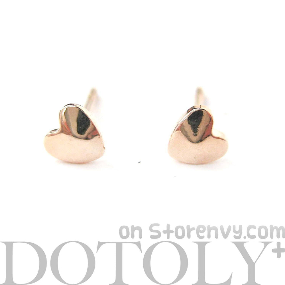 Tiny Classic Heart Shaped Stud Earrings in Rose Gold | DOTOLY | DOTOLY