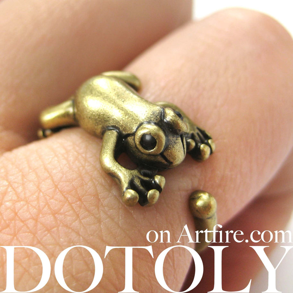 Leap Frog Realistic Animal Ring in Brass - Size 4 to 8.5 Available | DOTOLY