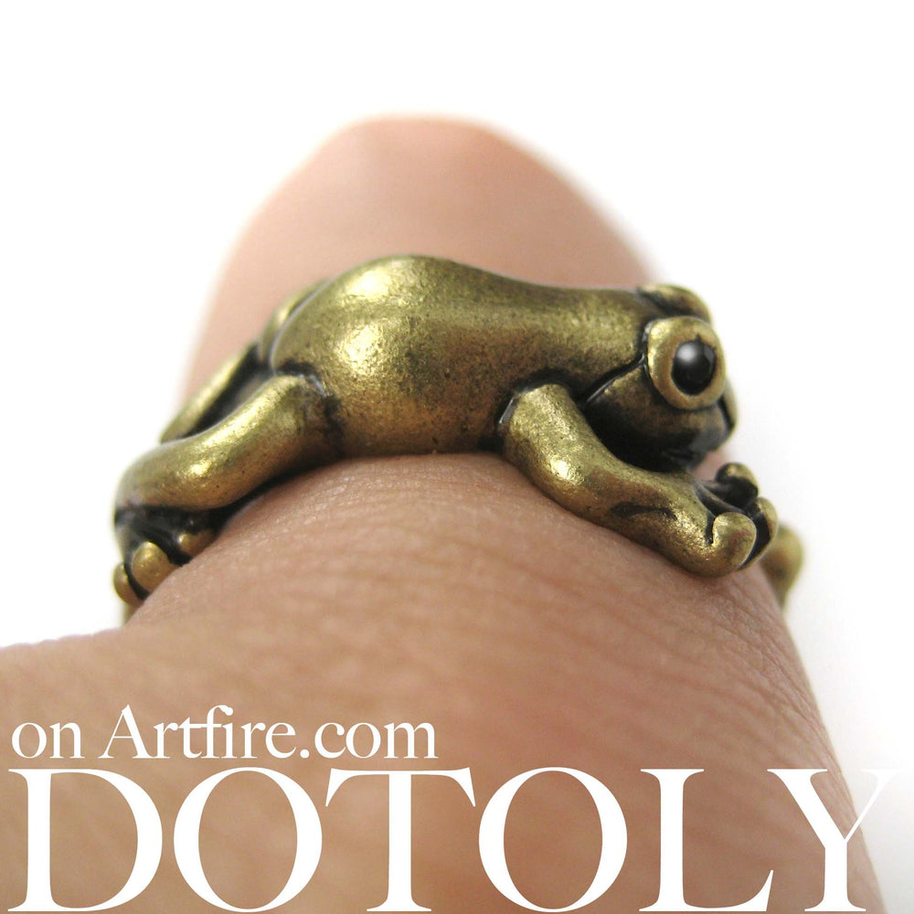 Leap Frog Realistic Animal Ring in Brass - Size 4 to 8.5 Available | DOTOLY