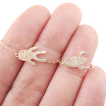 Spaceship and Astronaut Space Travel Themed Charm Necklace in Rose Gold | DOTOLY | DOTOLY
