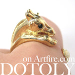 Baby Giraffe Animal Wrap Around Ring in Shiny Gold - Sizes 4 to 9 | DOTOLY