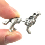 Fake Gauge Earrings: Realistic Wolf Fox Animal Shaped Plug Earrings in Silver | DOTOLY
