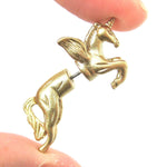 Fake Gauge Earrings: Mythical Unicorn Horse Animal Faux Plug Stud Earrings in Glittery Gold | DOTOLY