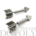 Fake Gauge Earrings: Realistic Arrow Shaped Faux Plug Stud Earrings in Silver | DOTOLY