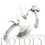 Fake Gauge Earrings: Realistic Axe Shaped Faux Plug Stud Earrings in Silver | DOTOLY