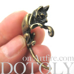 Fake Gauge Earrings: Realistic Kitty Cat Pet Animal Shaped Plug Stud Earrings in Brass | DOTOLY