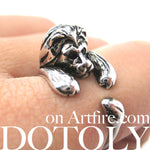 Realistic Lion Animal Wrap Around Ring in Shiny Silver - Sizes 4 to 9 Available | DOTOLY