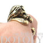 Realistic Lion Animal Wrap Around Ring in Shiny Gold - Sizes 4 to 9 Available | DOTOLY