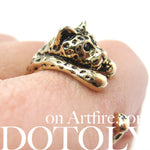 Leopard Jaguar Animal Wrap Around Ring in Shiny Gold - Sizes 4 to 9 Available | DOTOLY