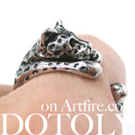 Leopard Jaguar Animal Wrap Around Ring in Shiny Silver - Sizes 4 to 9 Available | DOTOLY