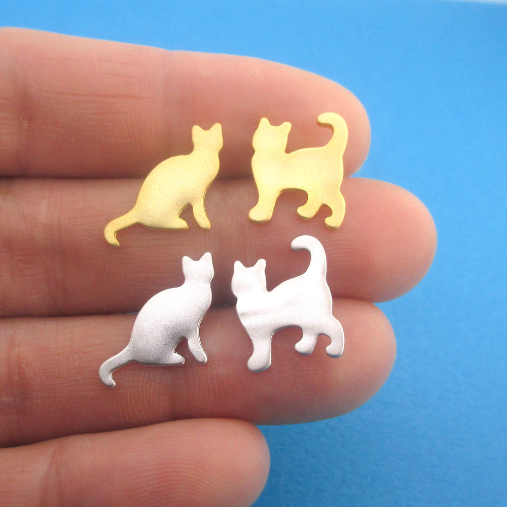 Kitty Cat Silhouette Pet Themed Mix and Match Stud Earrings