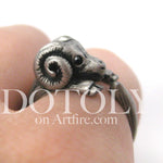 Sheep Ram Animal Wrap Around Ring in Silver - Sizes 4 to 9 Available | DOTOLY