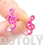 Music Themed Treble Clef Shaped Stud Earrings in Pink | DOTOLY | DOTOLY