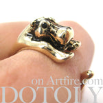 Hippo hippopotamus Animal Wrap Ring in Shiny Gold - Sizes 4 to 9 Available | DOTOLY