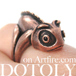 3D Adjustable Iguana Chameleon Animal Wrap Around Hug Ring in Copper | DOTOLY