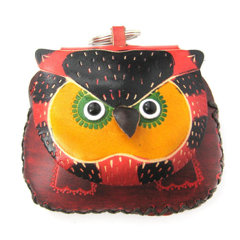 Owl Bird Animal Handmade Coin Purse with Wrist Strap and Key Split Ring | DOTOLY