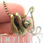 Sloth Baby Animal Pendant Necklace Realistic and Cute in Brass | DOTOLY