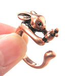 Bunny Rabbit Animal Wrap Ring with Carrot in SHINY Copper - Sizes 4 to 9 Available | DOTOLY