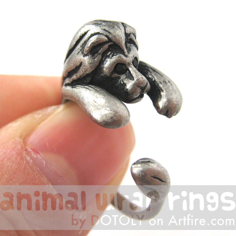 Realistic Lion Animal Wrap Around Ring in Silver - Sizes 4 to 9 Available | DOTOLY