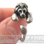 Realistic Lion Animal Wrap Around Ring in Silver - Sizes 4 to 9 Available | DOTOLY
