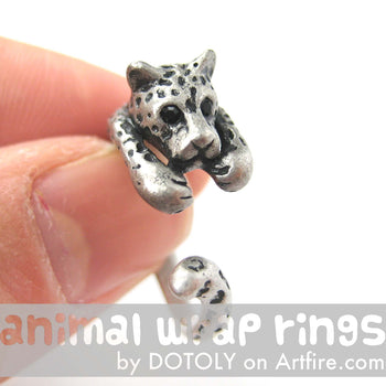 Leopard Jaguar Animal Wrap Around Ring in Silver - Sizes 4 to 9 Available | DOTOLY