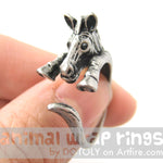 Zebra Horse Animal Wrap Around Ring in Silver - Sizes 4 to 9 Available | DOTOLY
