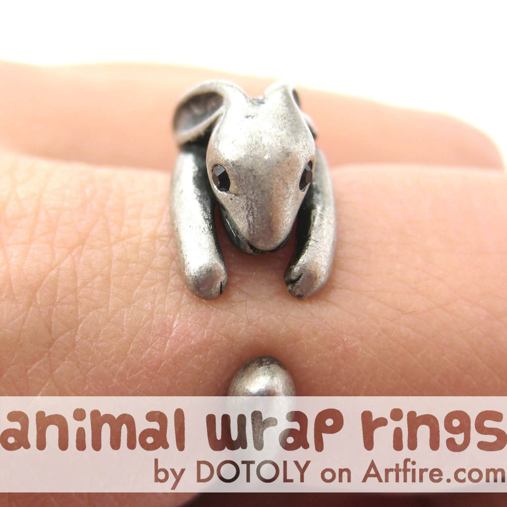 Bunny Rabbit Animal Wrap Around Ring in Silver - Sizes 4 to 9 Available | DOTOLY