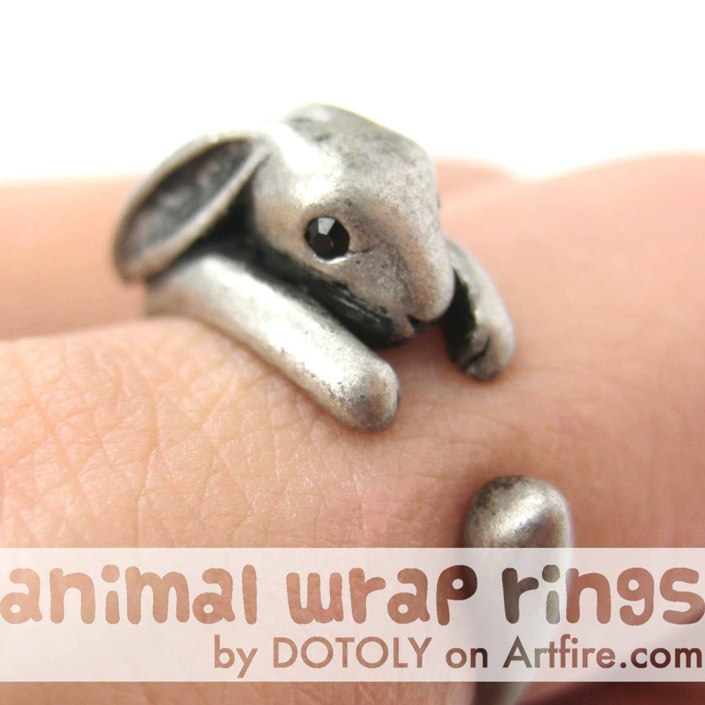 Bunny Rabbit Animal Wrap Around Ring in Silver - Sizes 4 to 9 Available | DOTOLY