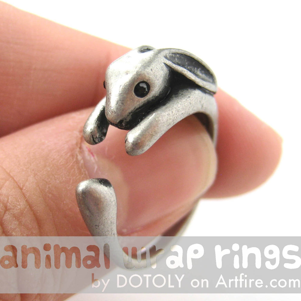 Bunny Rabbit Animal Wrap Around Ring in Silver - Sizes 4 to 9 Available | DOTOLY