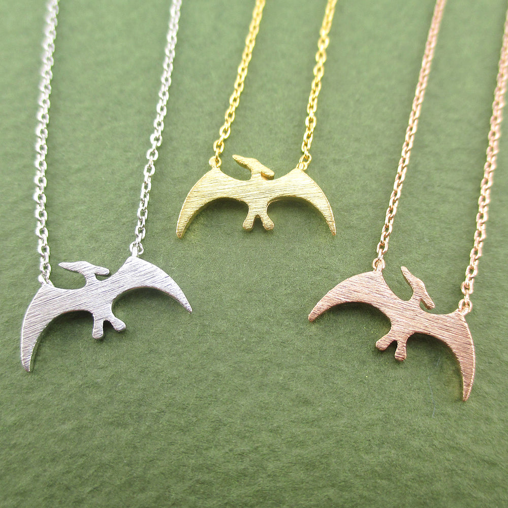 Pterodactyl Dinosaur Silhouette Prehistoric Animal Themed Charm Necklace