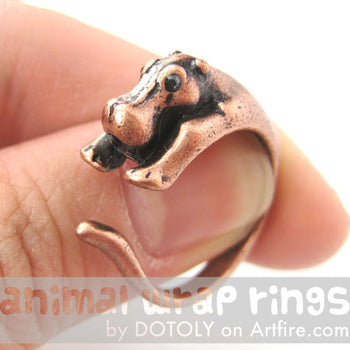 Hippo hippopotamus Animal Wrap Ring in Copper - Sizes 4 to 9 Available | DOTOLY