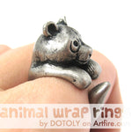 Large Panda Bear Animal Wrap Around Hug Ring in Silver - Size 4 to 9 Available | DOTOLY