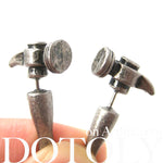 Fake Gauge Earrings: Realistic Hammer Shaped Faux Plug Stud Earrings in Silver | DOTOLY