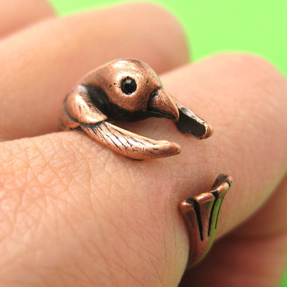 Hummingbird Bird Animal Wrap Around Ring in Copper - Sizes 4 to 9 Available | DOTOLY