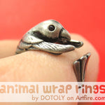 Hummingbird Bird Animal Wrap Around Ring in Silver - Sizes 4 to 9 Available | DOTOLY