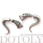 Fake Gauge Earrings: Realistic Snake Cobra Animal Shaped Stud Plug Earrings in Silver | DOTOLY