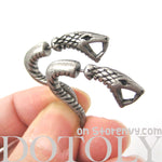Fake Gauge Earrings: Realistic Snake Cobra Animal Shaped Stud Plug Earrings in Silver | DOTOLY