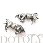 Fake Gauge Earrings: Realistic Cow Bull Shaped Animal Plug Earrings in Silver | DOTOLY