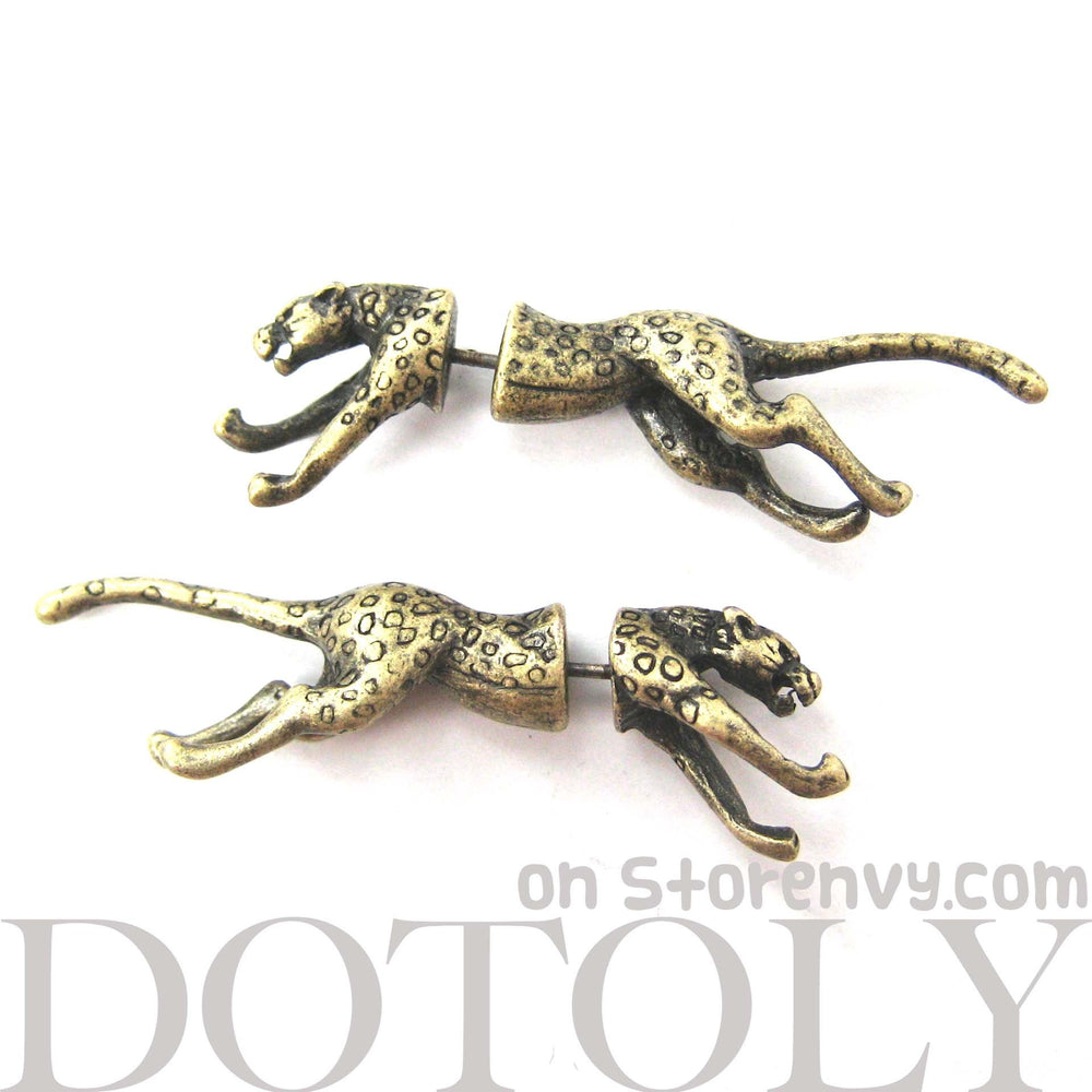 Leopard Cheetah Animal Themed Fake Gauges in Brass for Men and Women –  DOTOLY