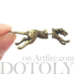 Fake Gauge Earrings: Realistic Leopard Cheetah Animal Shaped Plug Stud Earrings in Brass | DOTOLY