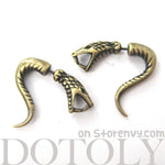Fake Gauge Earrings: Realistic Snake Cobra Animal Shaped Plug Stud Earrings in Brass | DOTOLY