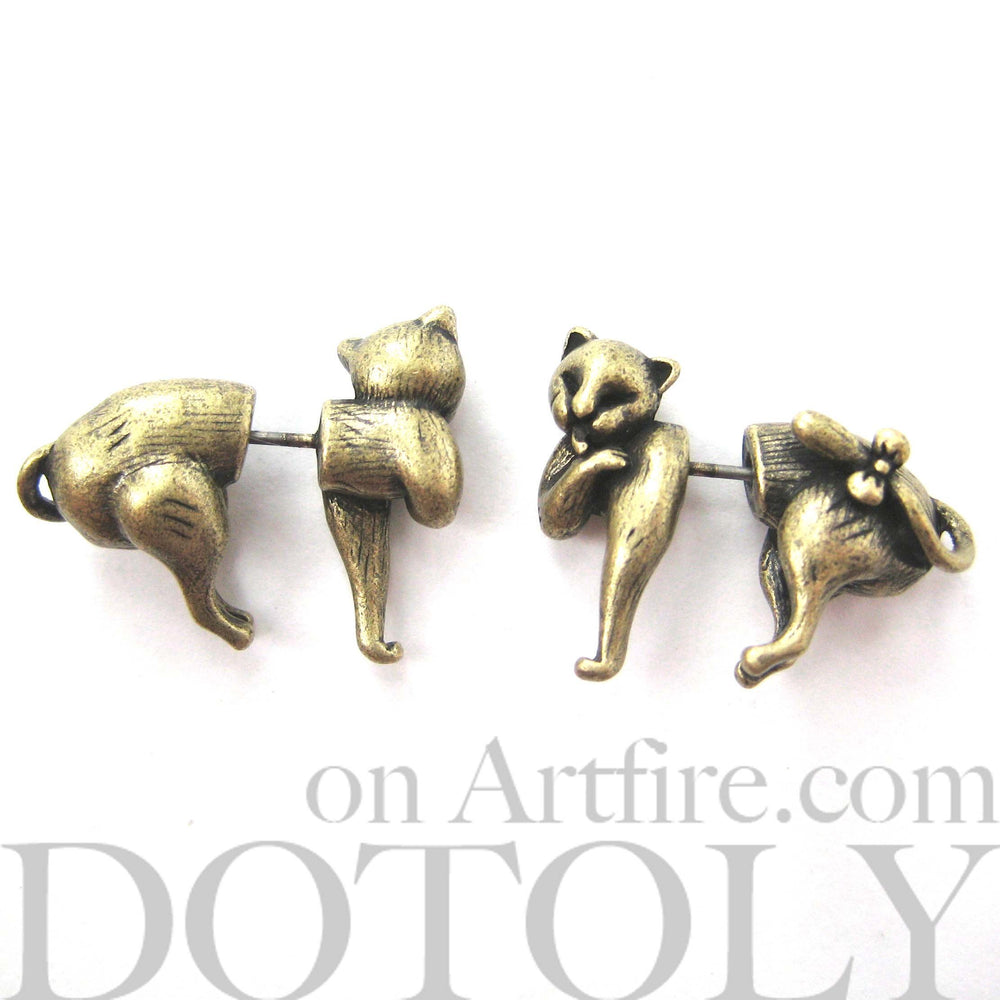 kitty-cat-animal-fake-gauge-earrings-brass-cute