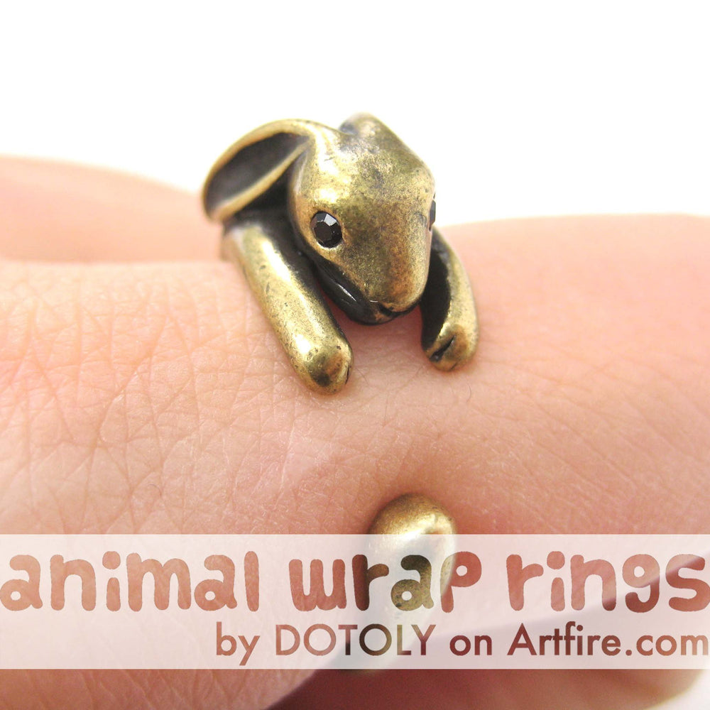 Bunny Rabbit Animal Wrap Around Ring in Brass - Sizes 4 to 9 Available | DOTOLY