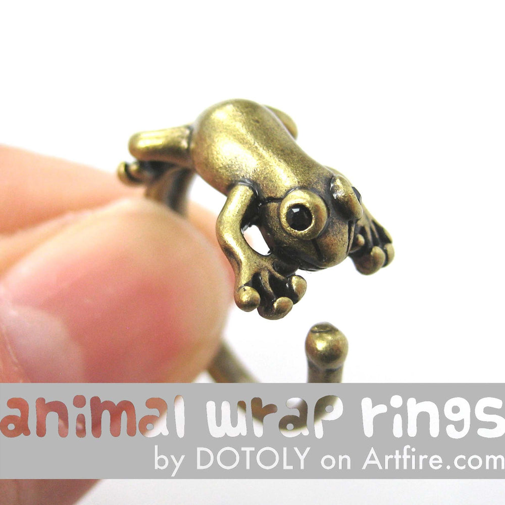 Leap Frog Realistic Animal Ring in Brass - Size 4 to 8.5 Available | DOTOLY